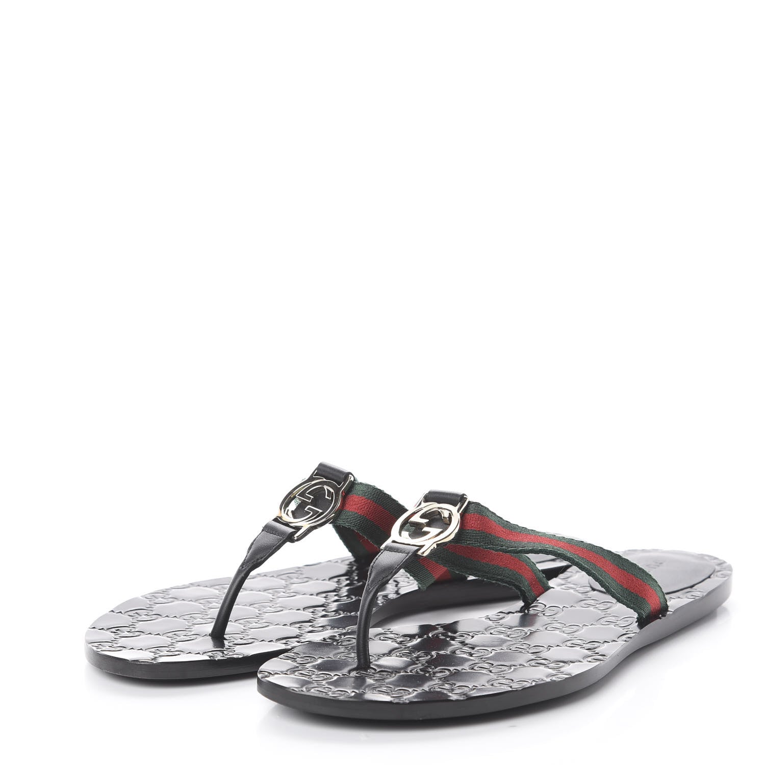 Gucci Nylon Guccissima Web Womens Thong Sandals 39.5 Green Red Black 4 of 14