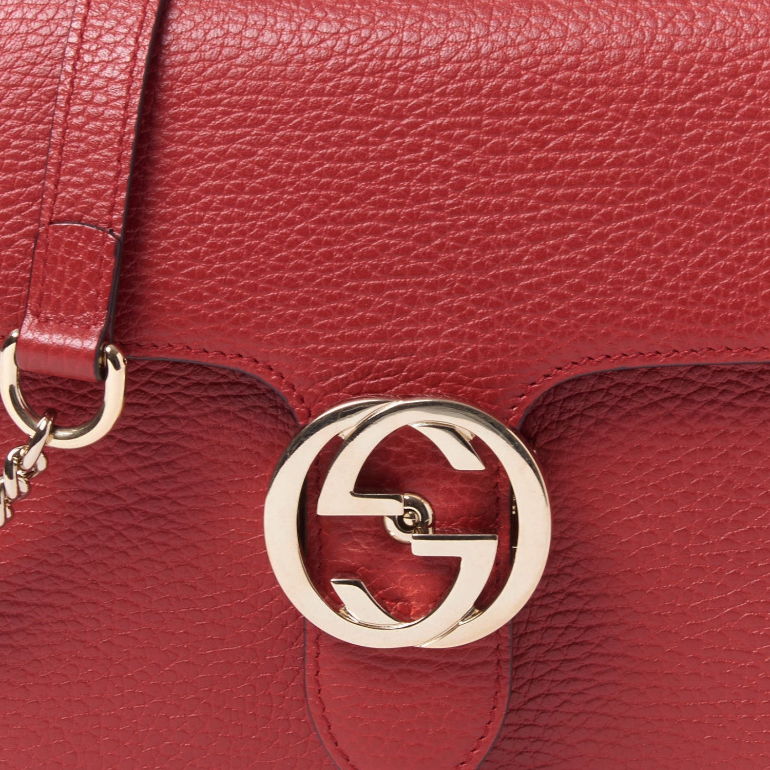 Gucci Dollar Calfskin Small Interlocking G Shoulder Bag Red 7 of 8