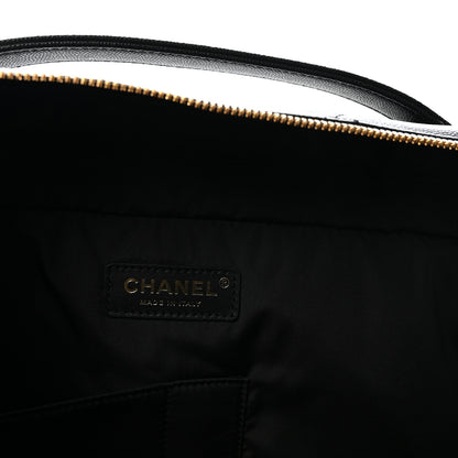 Chanel Shiny Grained Calfskin Quilted Large Travel Bowling Bag Black 6 of 10