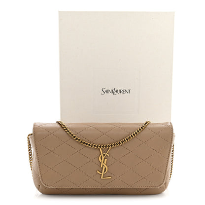 Saint Laurent Lambskin Quilted Gaby Phone Holder Crossbody Dark Toffee 13 of 13