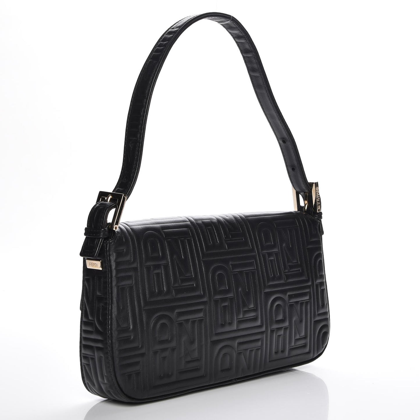 Nappa Logo Embossed Baguette Black