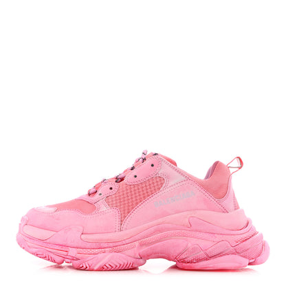 Balenciaga Fabric Mesh Distressed Womens Triple S Sneakers 40 Pink 1 of 8