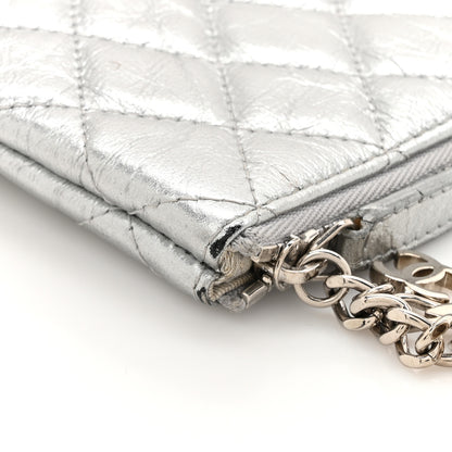 Chanel Metallic Aged Calfskin Quilted Small Cosmetic Pouch Silver 10 of 12