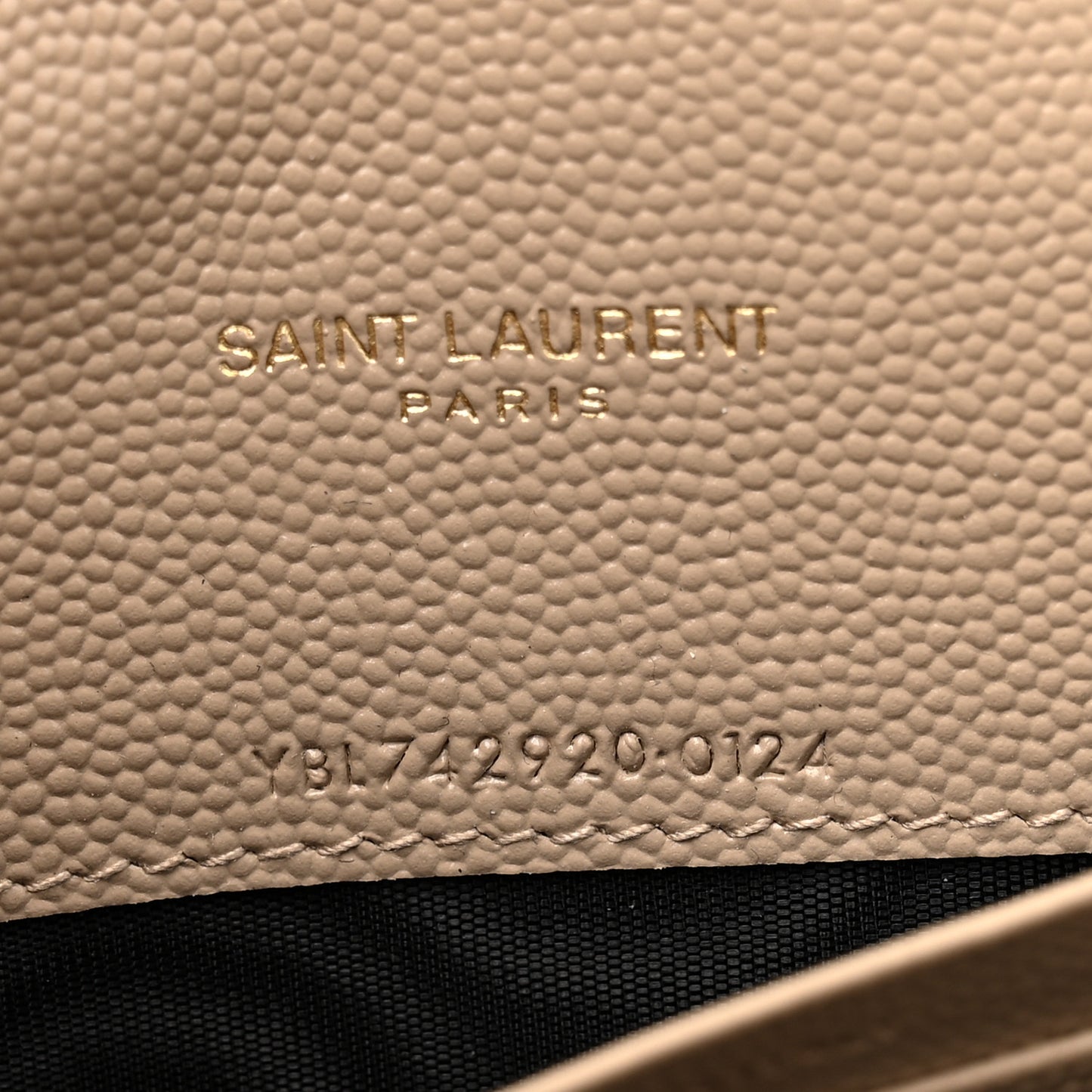 Grain De Poudre Matelasse Chevron Monogram Envelope Chain Wallet Dark Beige