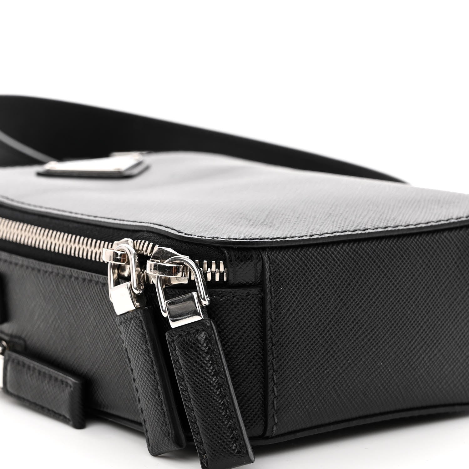 Prada Saffiano Travel Brique Crossbody Messenger Bag Black 8 of 9