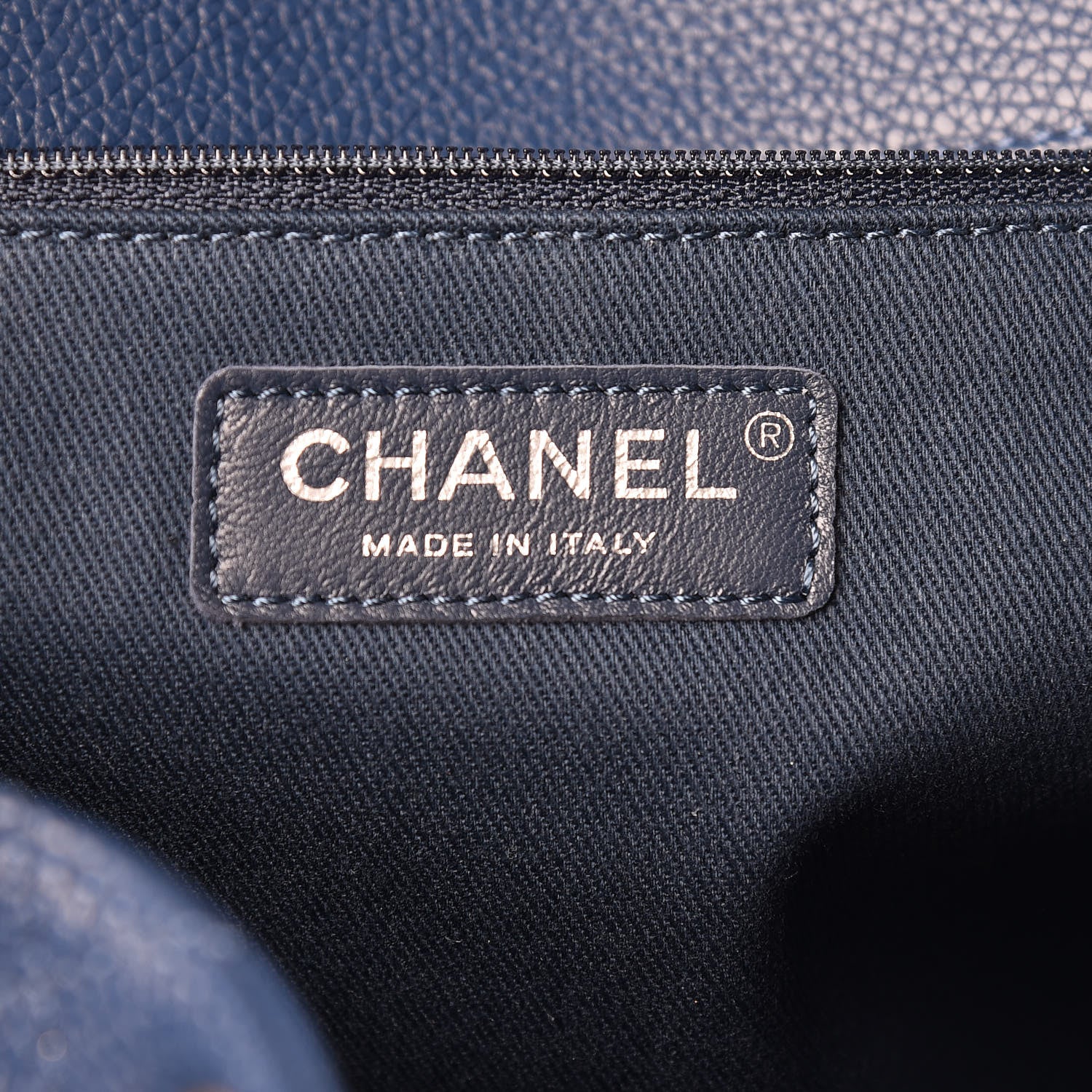 Chanel Grained Calfskin Stitched Flap Drawstring Backpack Blue Black 8 of 9