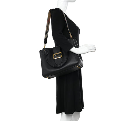Burberry Soft Grain Calfskin Medium Buckle Tote Black 2 of 14