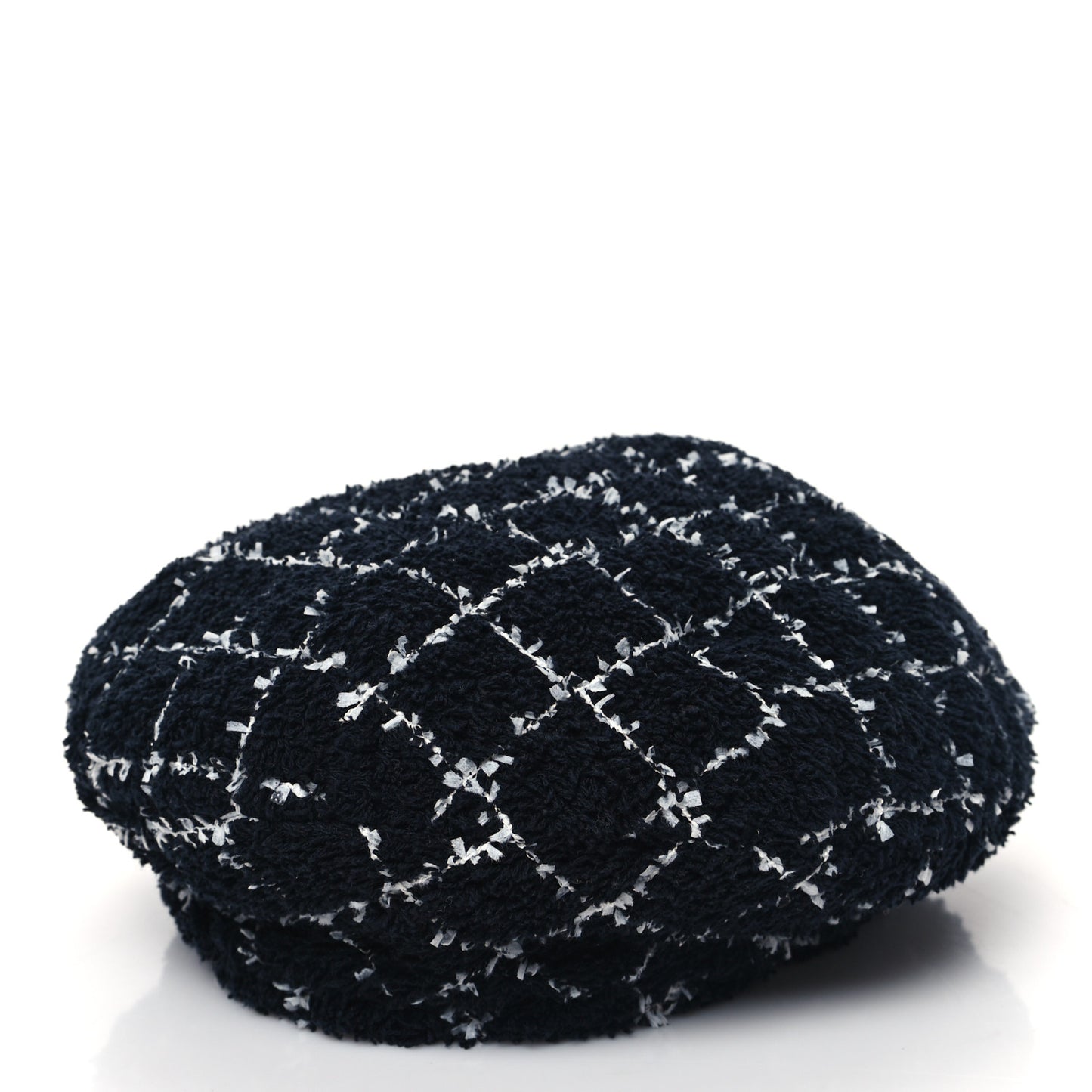 Tweed Beret Hat M Black White