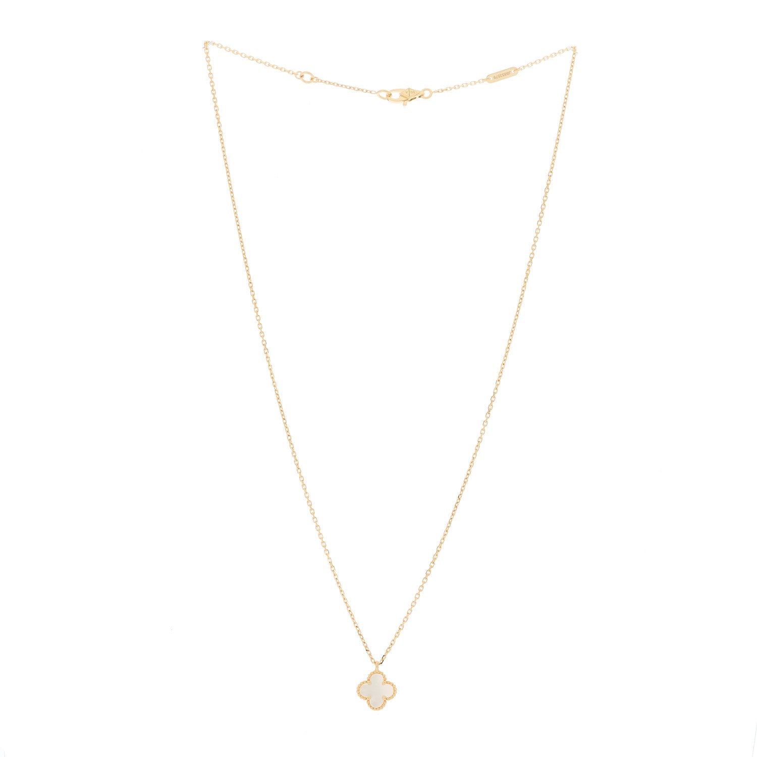 Van Cleef & Arpels 18K Yellow Gold Mother of Pearl Sweet Alhambra Pendant Necklace 2 of 5