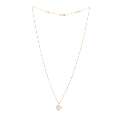 Van Cleef & Arpels 18K Yellow Gold Mother of Pearl Sweet Alhambra Pendant Necklace 2 of 5