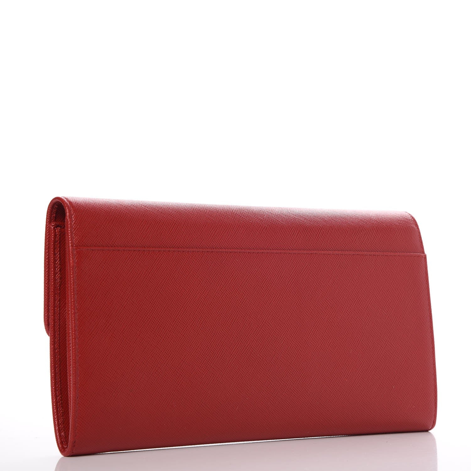 Prada Saffiano Metal Continental Wallet Flap Fuoco 3 of 8