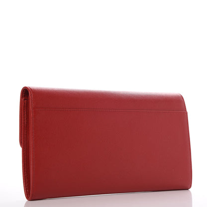 Prada Saffiano Metal Continental Wallet Flap Fuoco 3 of 8