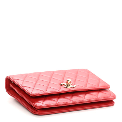 Chanel Lambskin Quilted Trendy CC Wallet On Chain WOC Red 8 of 23