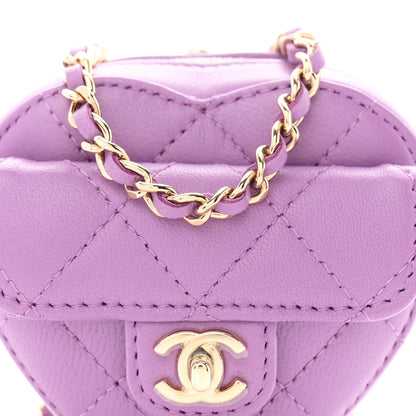 Chanel Lambskin Quilted CC In Love Heart Waist Belt Bag With Chain Purple 8 of 11