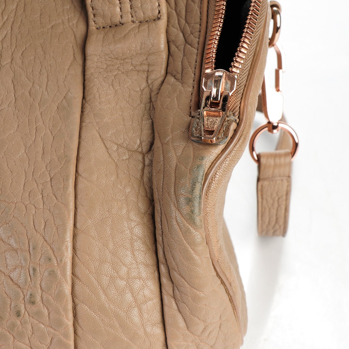 Pebbled Lambskin Rockie Latte Rose Gold Hardware