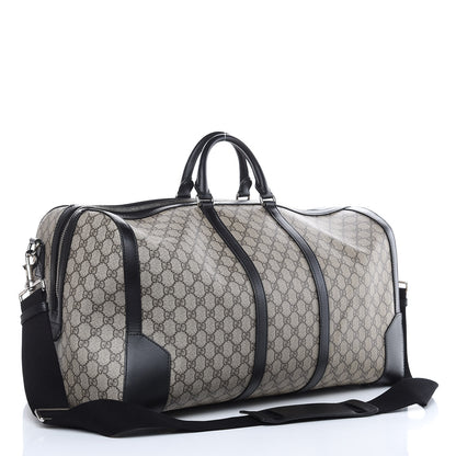 Gucci GG Supreme Monogram Selleria Calfskin Large Duffle Beige Ebony Black 3 of 11