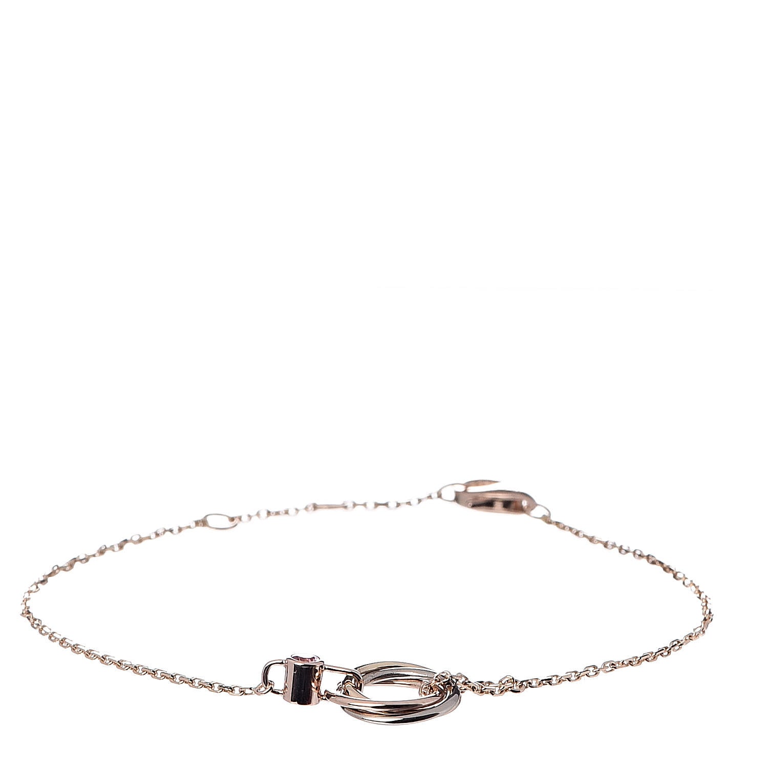 Cartier 18K Pink Yellow White Gold Pink Sapphire Trinity Bracelet 1 of 4