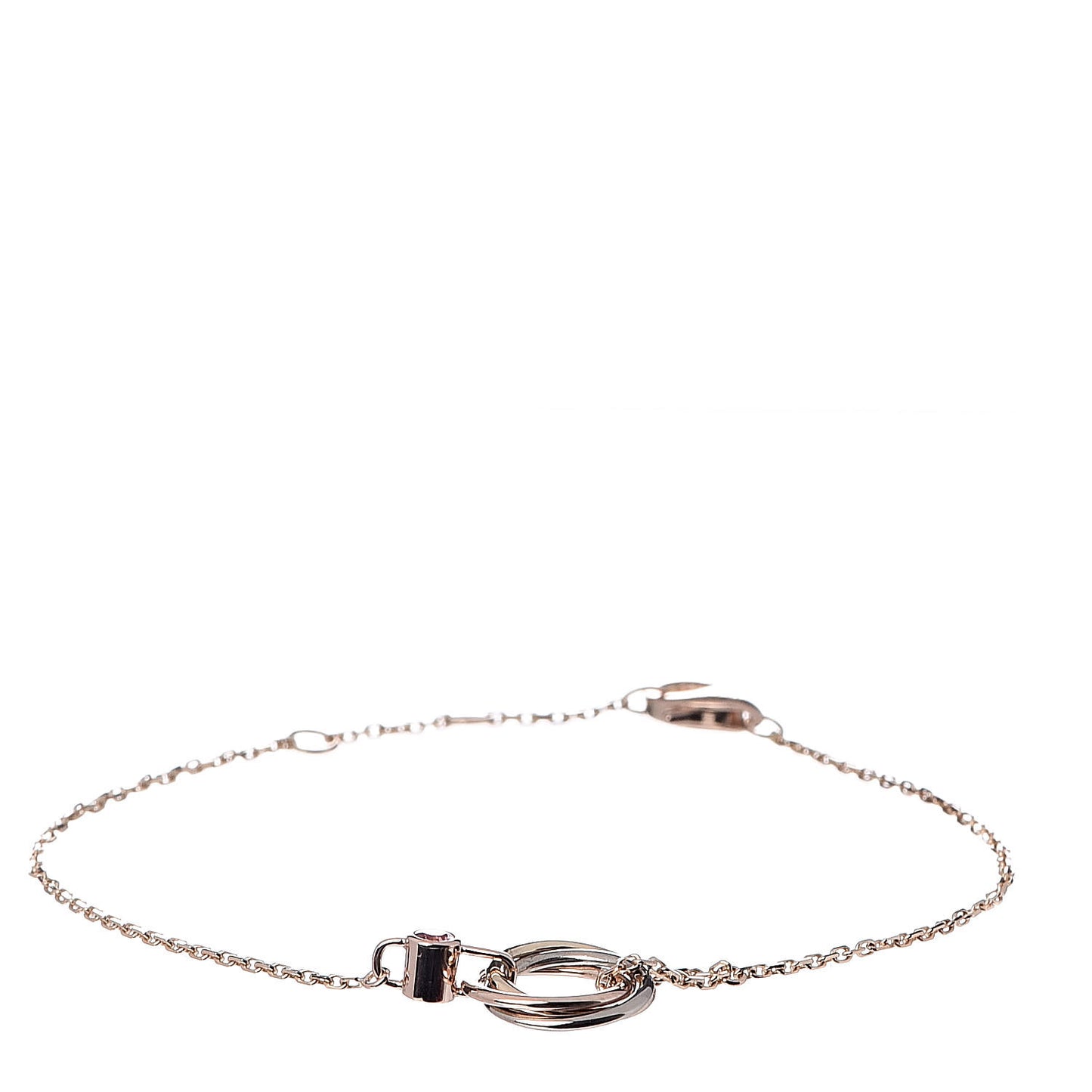 18K Pink Yellow White Gold Pink Sapphire Trinity Bracelet