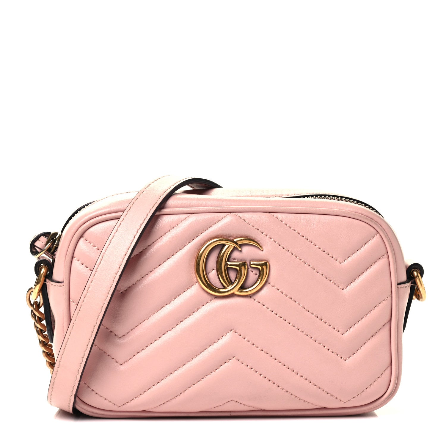 Gucci Calfskin Matelasse Mini GG Marmont Chain Shoulder Bag Perfect Pink 1 of 4