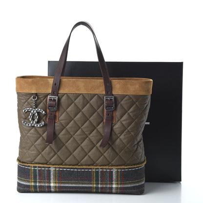 Chanel Coated Canvas Quilted Paris Edinburgh Tote Green Brown Multicolor 11 of 11