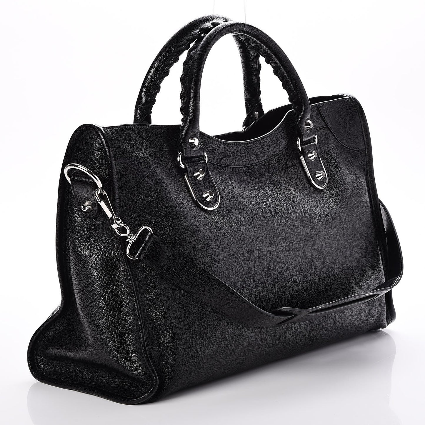 Chevre Silver Metallic Edge Hardware City Black