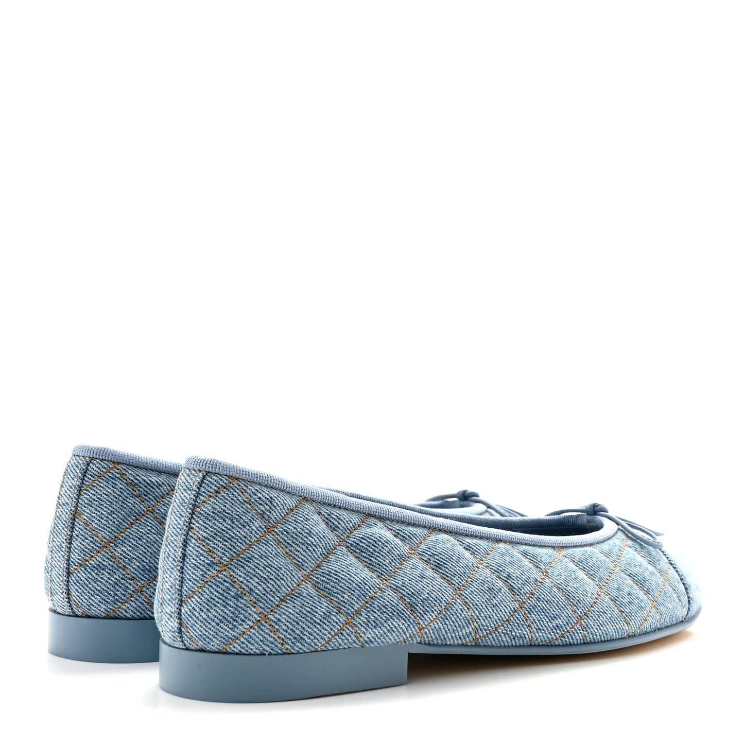 Denim Quilted Cap Toe CC Ballerina Flats 39 Light Blue