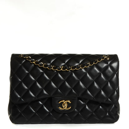 Chanel Lambskin Quilted Jumbo Double Flap Black 1 of 8