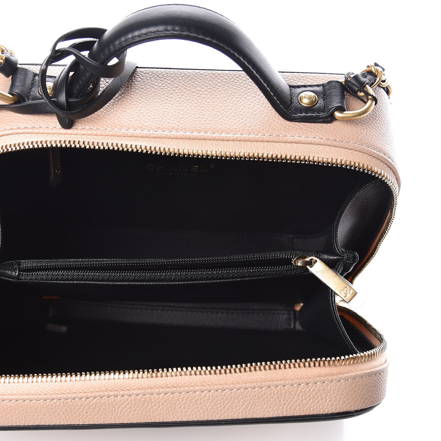Chanel Caviar Quilted Medium CC Filigree Vanity Case Beige Black 5 of 10