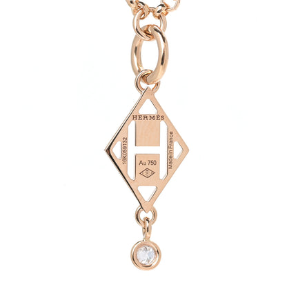 Hermes 18K Rose Gold Diamond Gambade Pendant Necklace 4 of 6