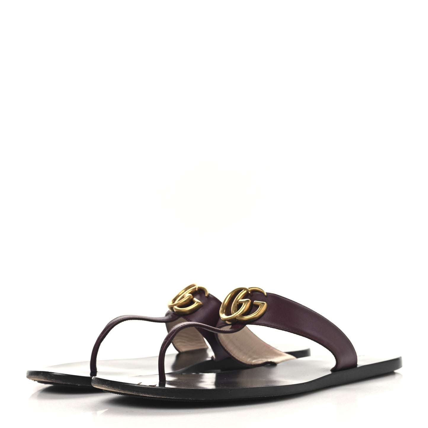 Calfskin GG Marmont Thong Sandals 41 Vintage Bordeaux