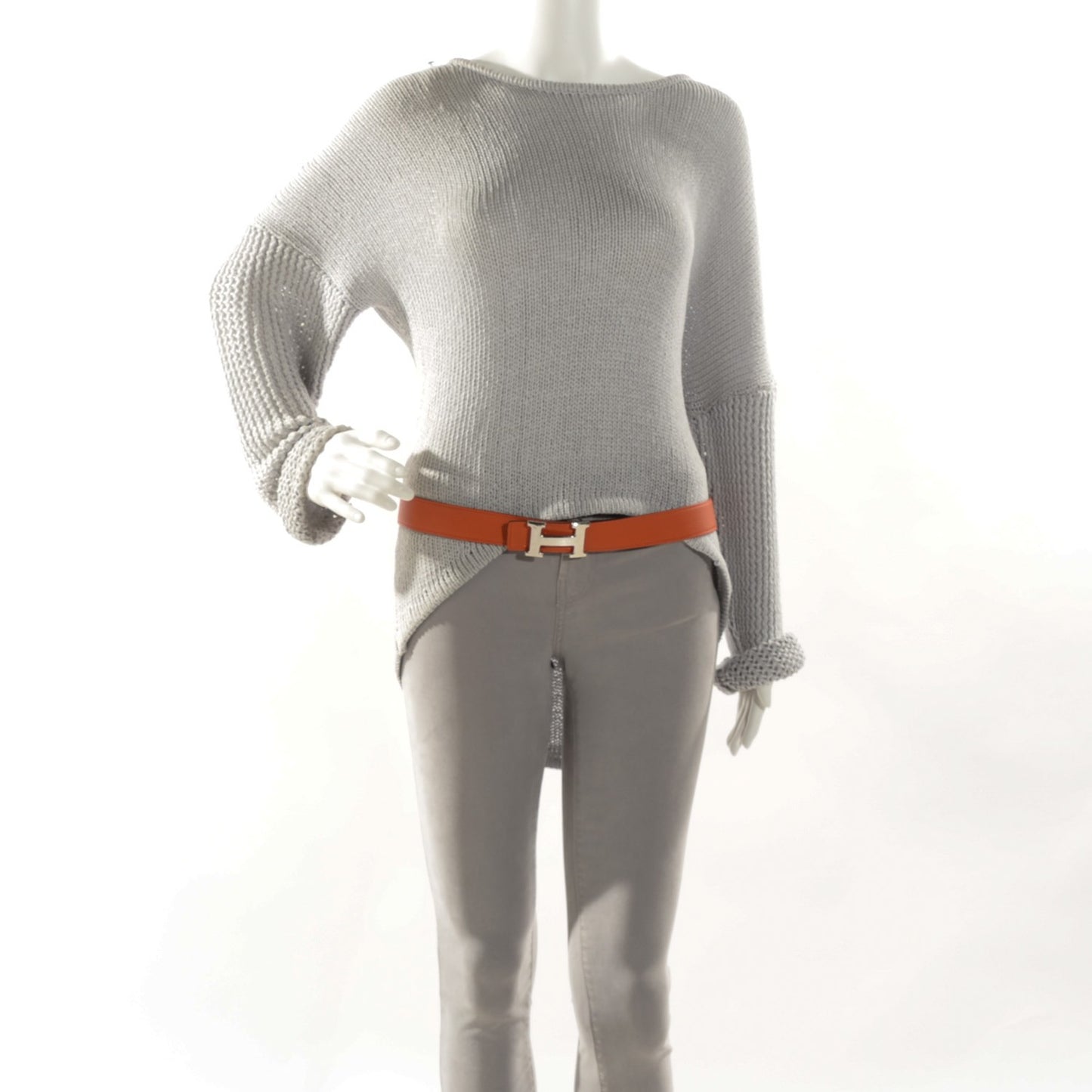 Togo Box 32mm H Belt 90 Orange Chocolate