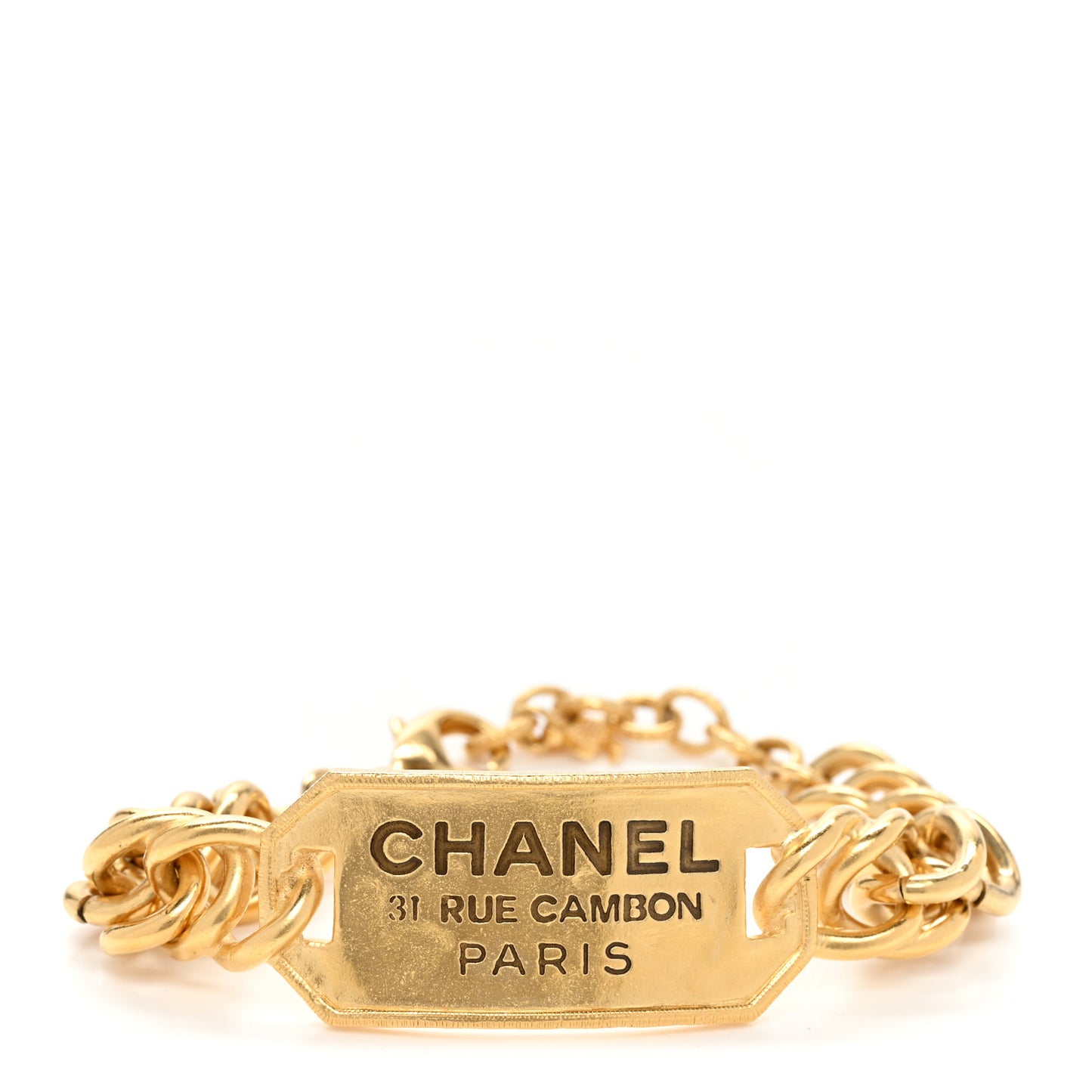 Metal 31 Rue Cambon Paris ID Chain Bracelet Gold