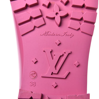 Louis Vuitton Rubber Embossed Monogram Splash Rain Boots 38 Pink 7 of 8