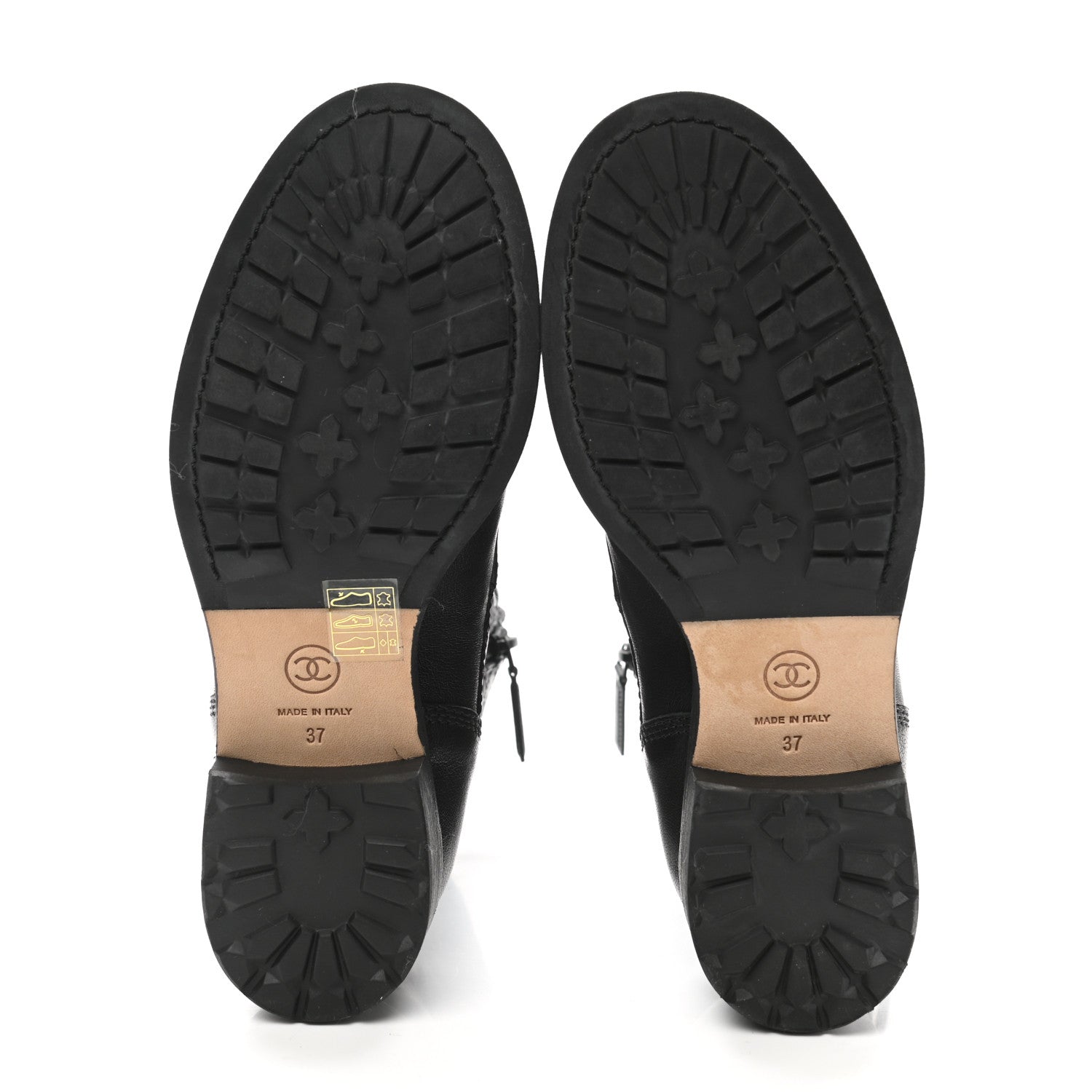 Chanel Calfskin Quilted Lace Up Combat Boots 37 Black 5 of 9