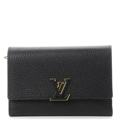 Louis Vuitton Taurillon Capucines Compact Wallet Black 1 of 8