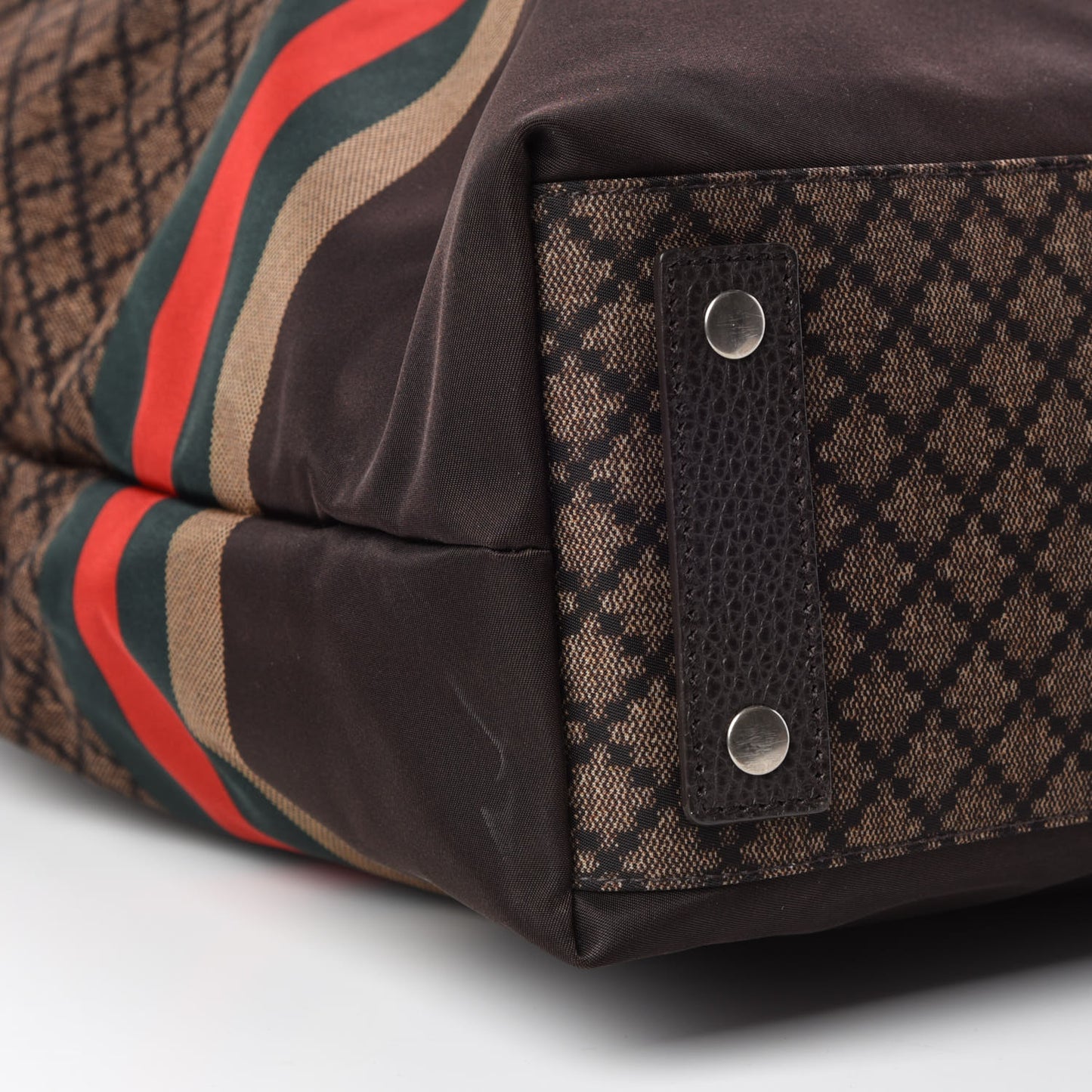 Nylon Diamante Web Buckle Tote Brown