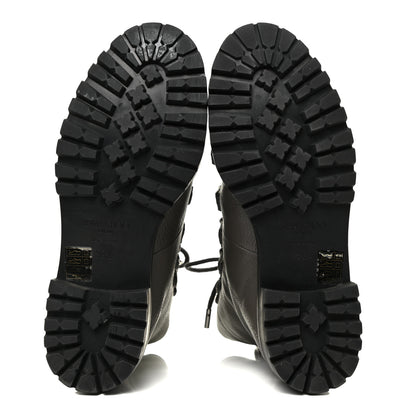 Jimmy Choo Grainy Calfskin Shearling Hillary Flat Boots 38.5 Dark Grey 6 of 9