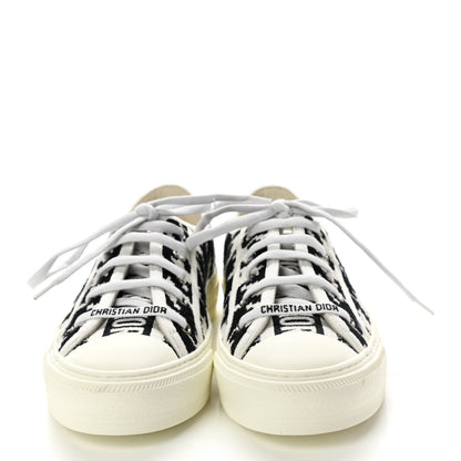 Christian Dior Canvas Macro Houndstooth Embroidered Womens Walk'N'Dior Low Top Sneakers 37.5 White Black 2 of 9
