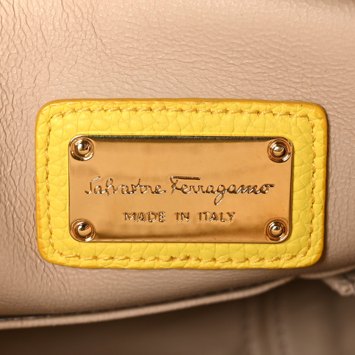 Salvatore Ferragamo Calfskin Sofia Gancini Satchel Yellow 6 of 10