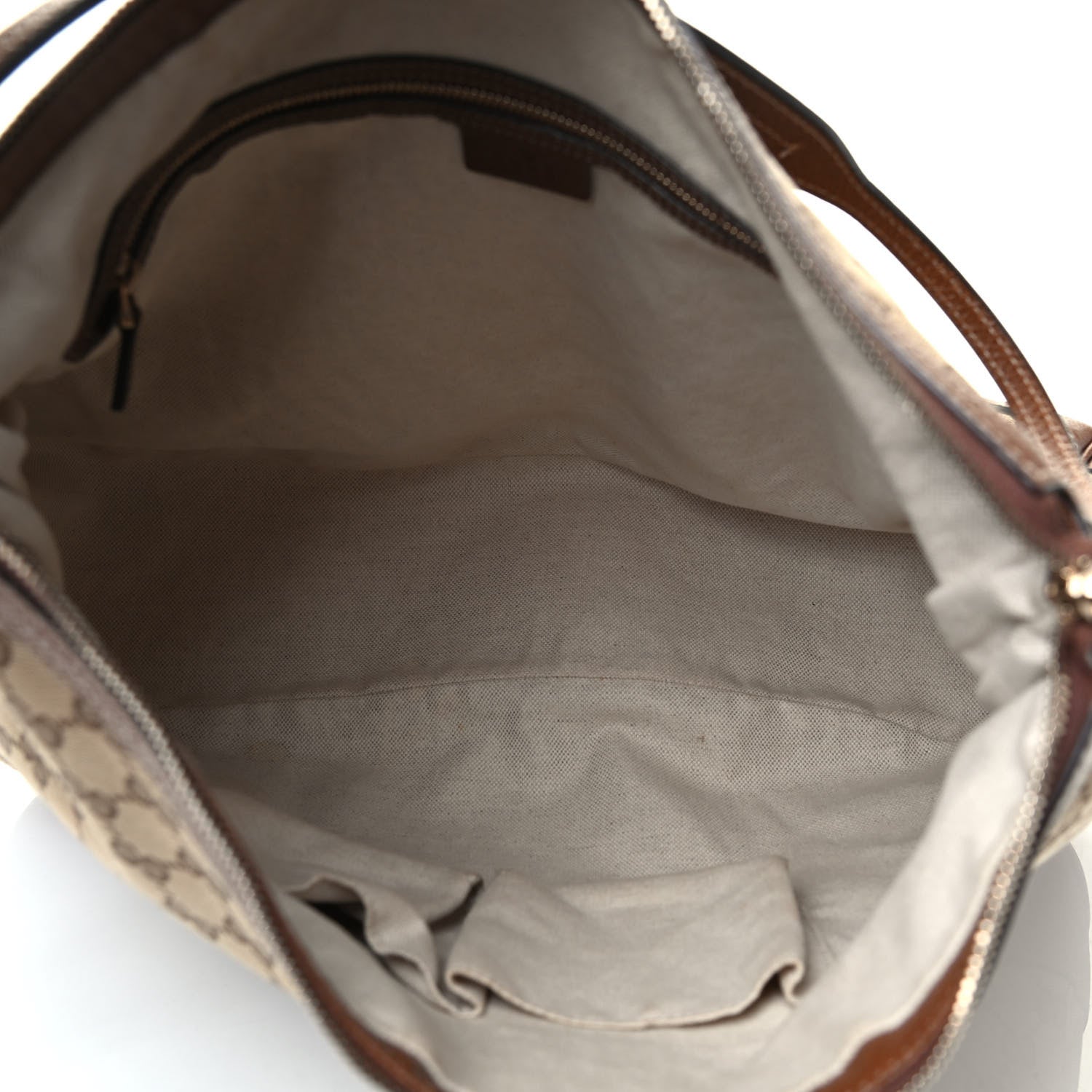 Gucci Monogram Textured Calfskin Large Bree Hobo Beige Ebony Nocciola 7 of 8