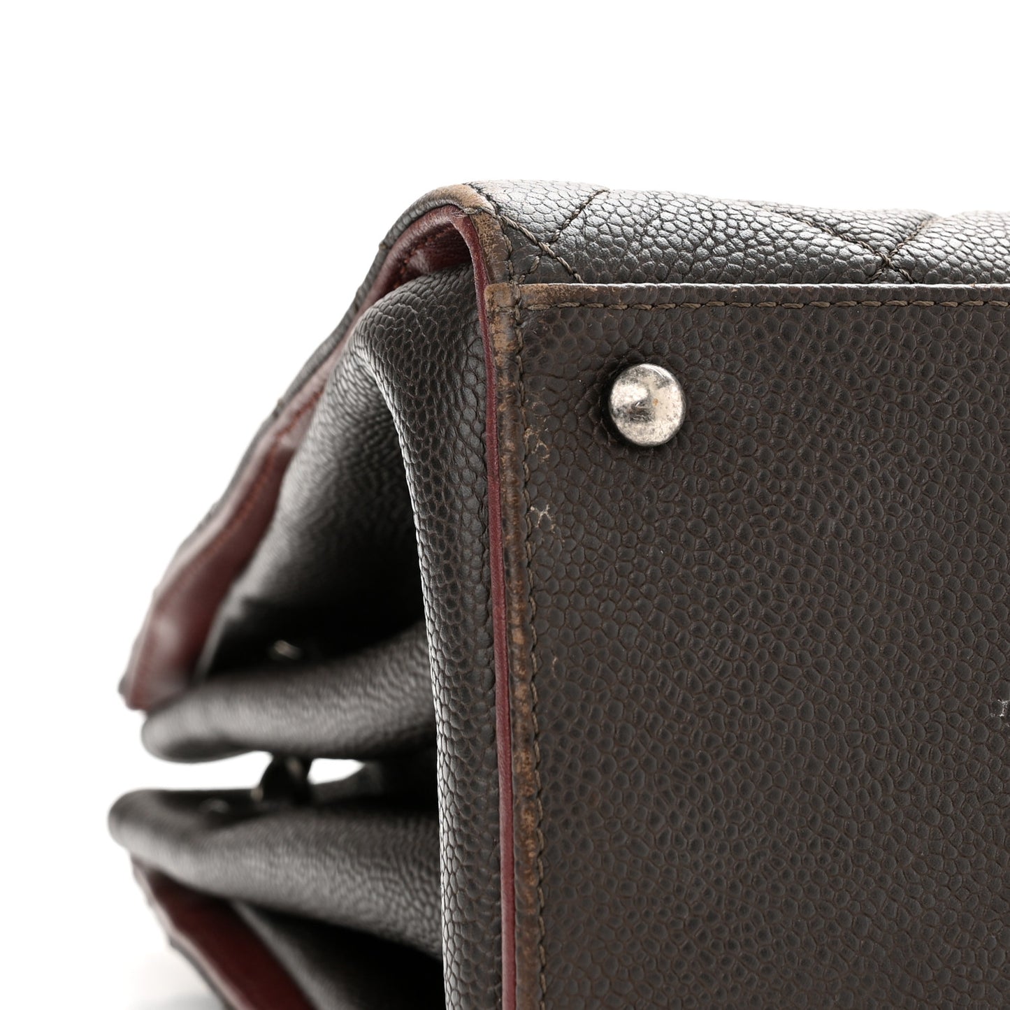 Caviar Quilted Large CC Accordion Shopping Bag Brown