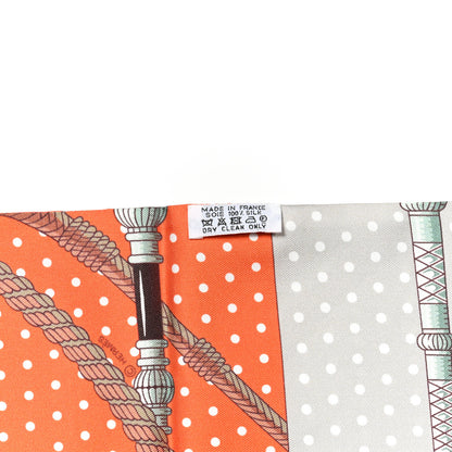Hermes Silk Clic Clac à Pois Maxi Twilly Orange Gris Perle Blanc 5 of 8
