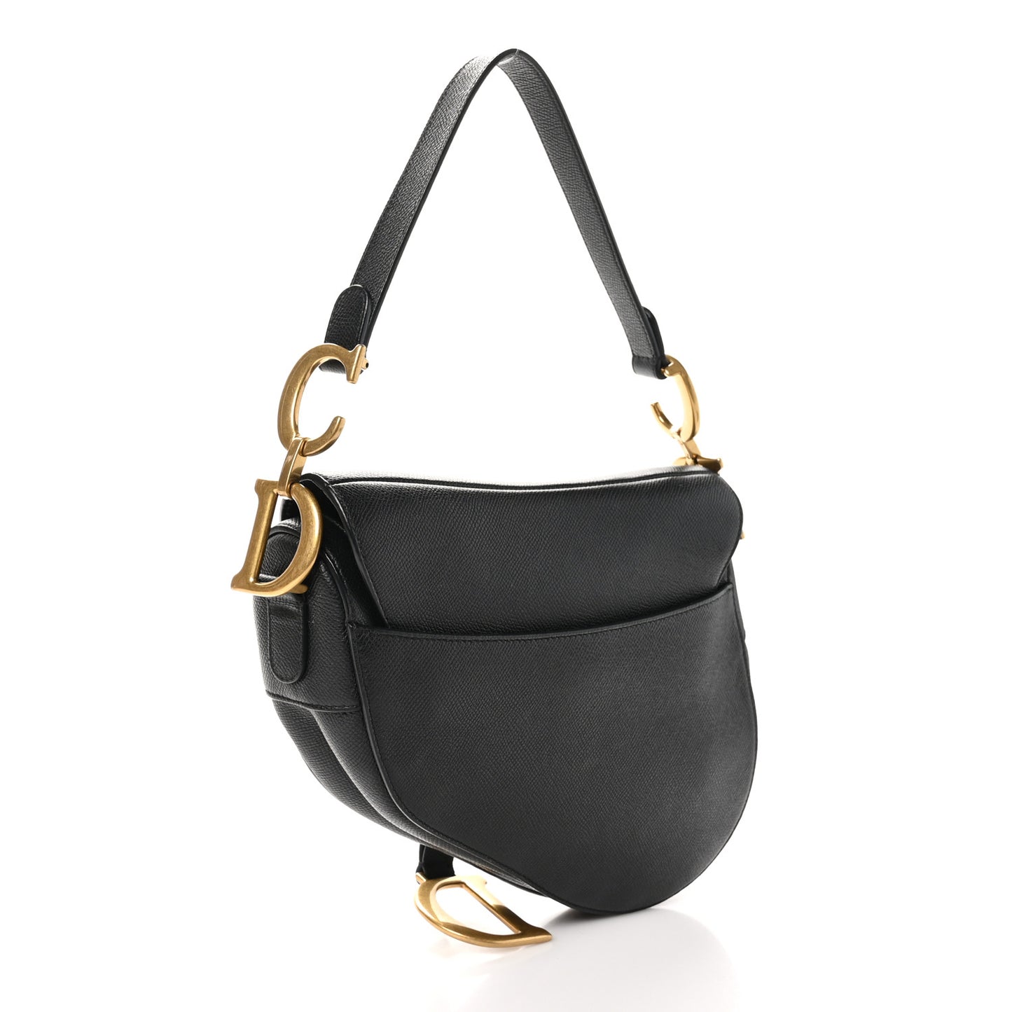 Grained Calfskin Saddle Bag Black