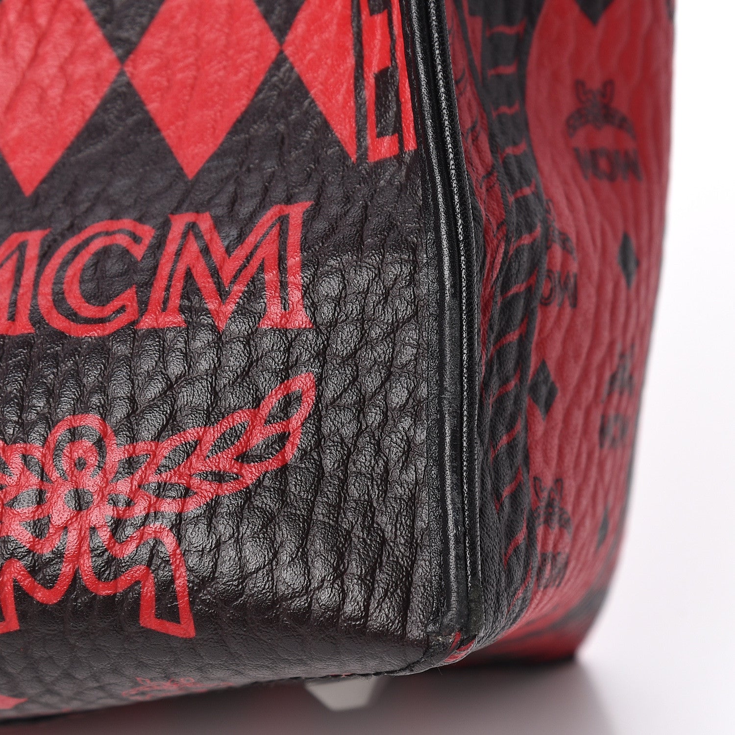 MCM Visetos Baroque Print Kira North South Shopper Tote Red 11 of 13