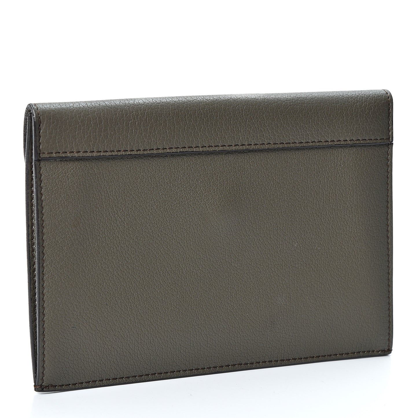 Smooth Calfskin Tie Knot Companion Pouch Dark Khaki
