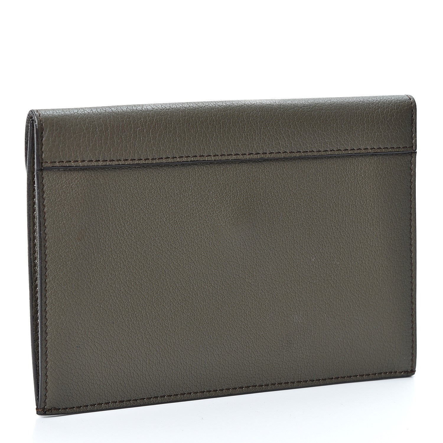Celine Smooth Calfskin Tie Knot Companion Pouch Dark Khaki 2 of 7
