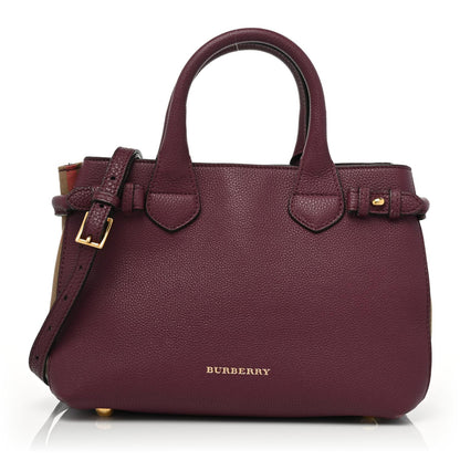 Burberry Grainy Calfskin House Check Small Banner Tote Mahogany Red 1 of 22