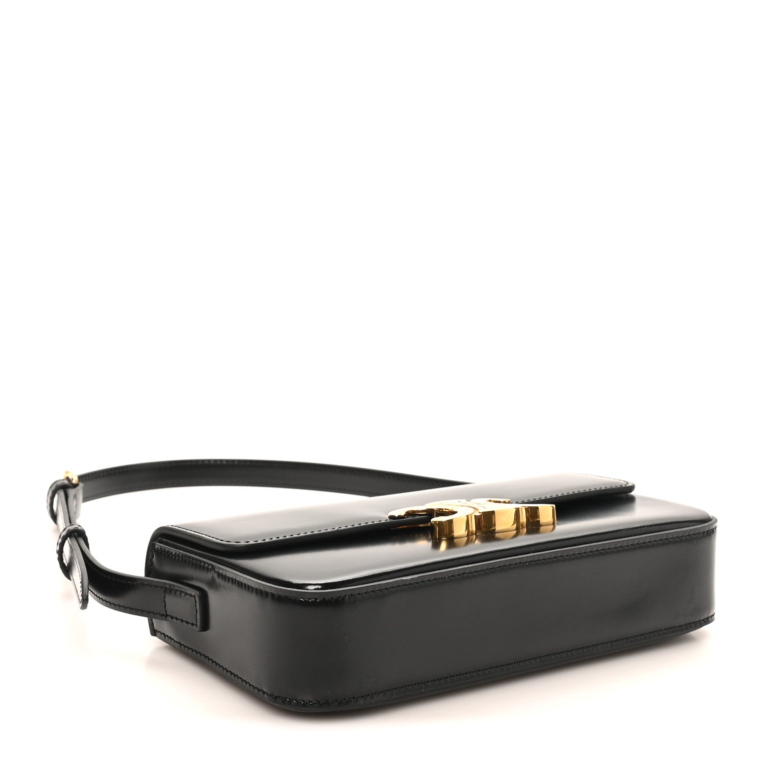 Celine Shiny Calfskin Triomphe Shoulder Bag Black 4 of 9