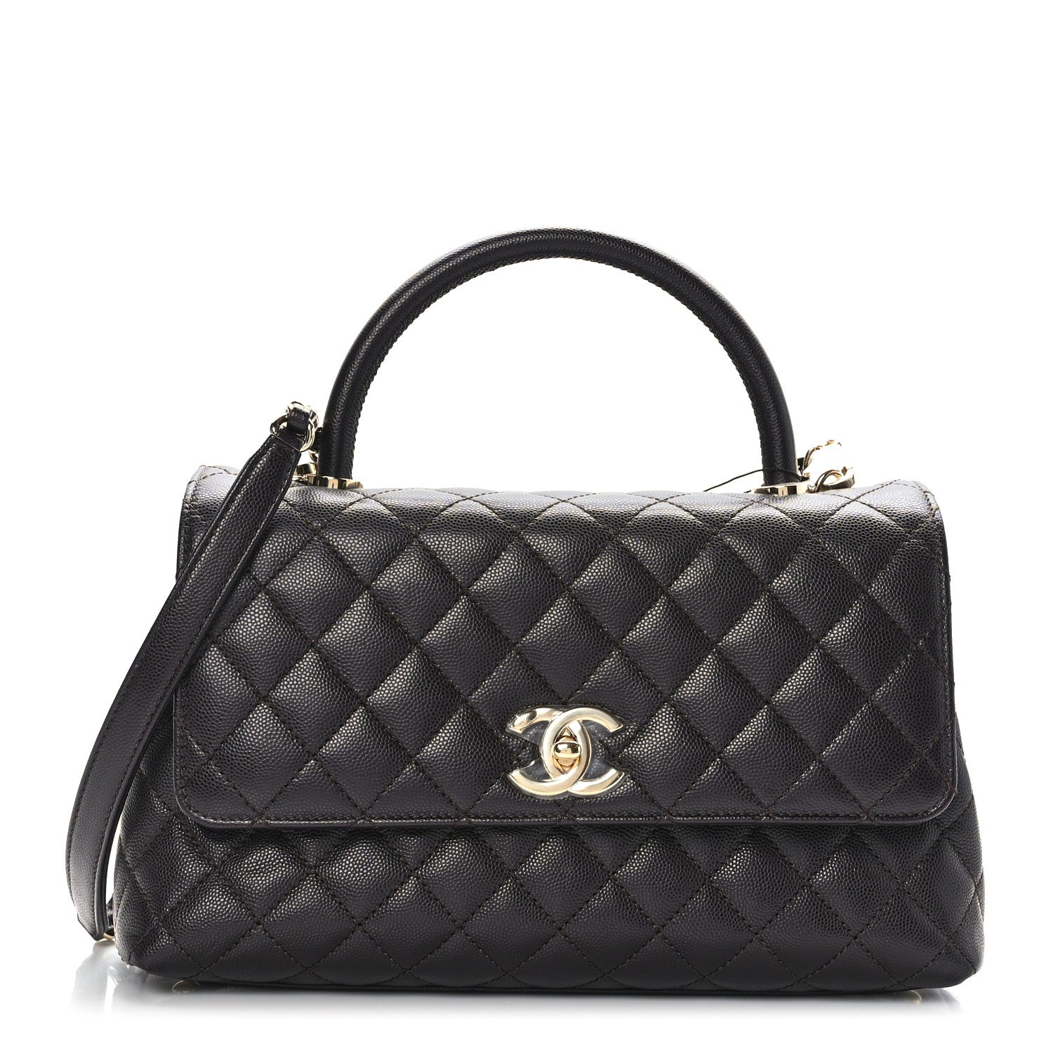 Chanel Caviar Quilted Small Coco Handle Flap Dark Brown 1 of 9