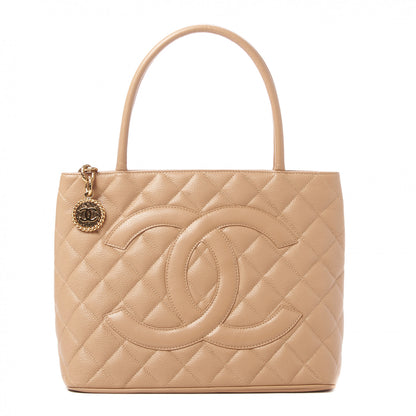 Chanel Caviar Quilted Medallion Tote Beige 1 of 9